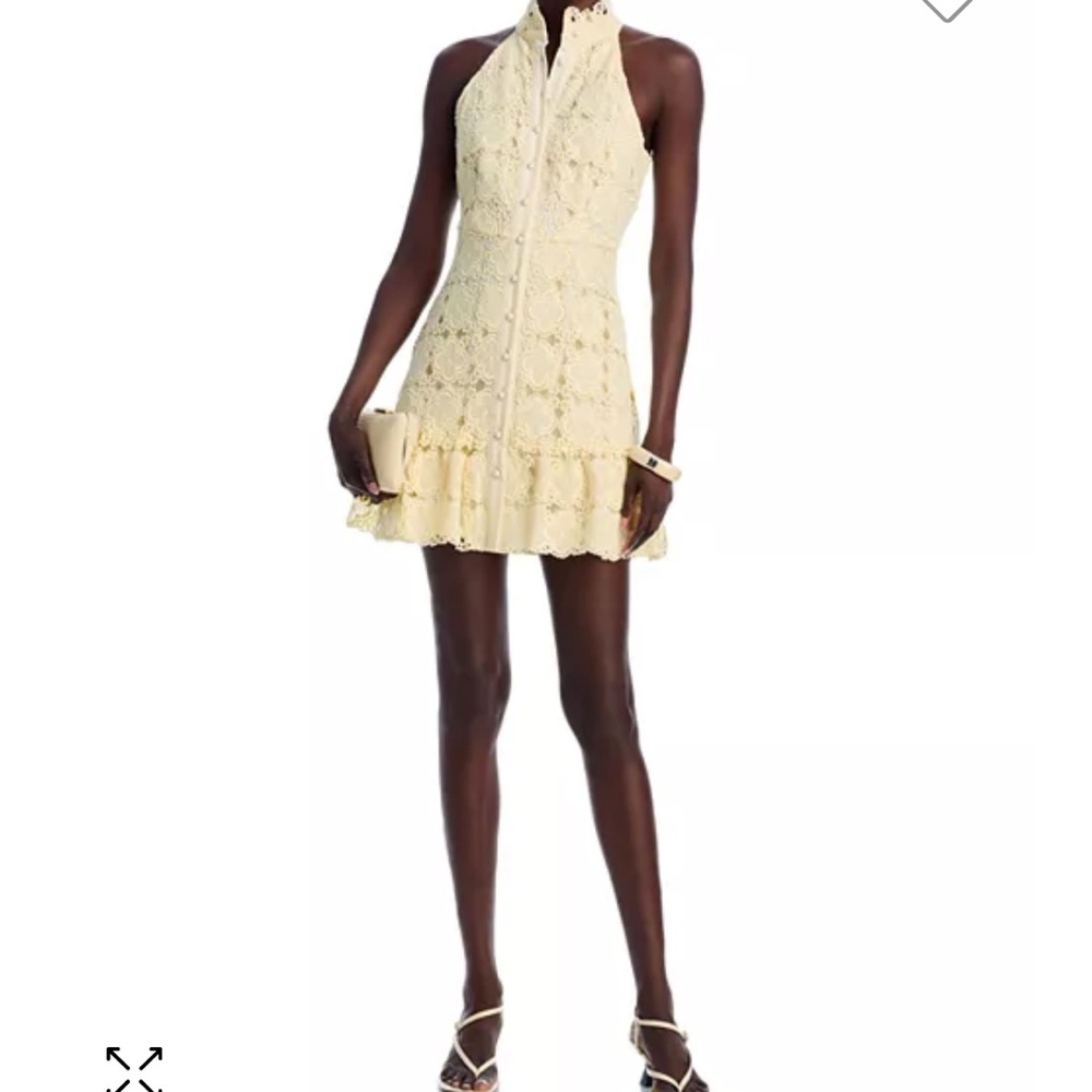 Elegant Yellow Lace Halter Dress